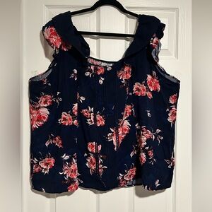 Maurices summer top, navy with floral, size 3x